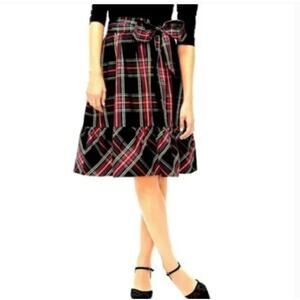 J. Crew Factory Tartan Midi Skirt - Black and Red